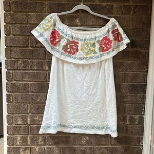 The Impeccable Pig off shoulder embroderied floral top size small